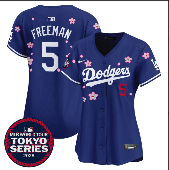 Women Los Angeles Dodgers 5 Freeman Tokyo Series 2025 blue Limited Stitched Jersey